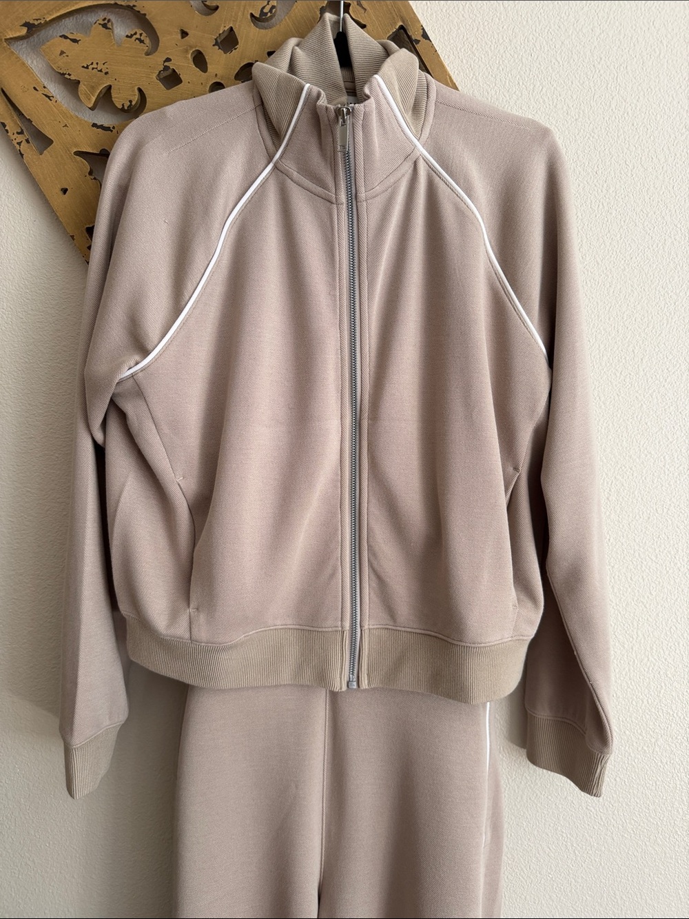 SPANX Zip-Front Athletic Jacket with White Trim; matching jumpsuit Petite LG NWT